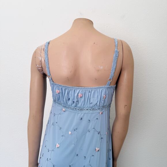 [Urban Outfitters] Blue Floral Embroidered 90s Babydoll Mini Dress Size Large L - Picture 5 of 12